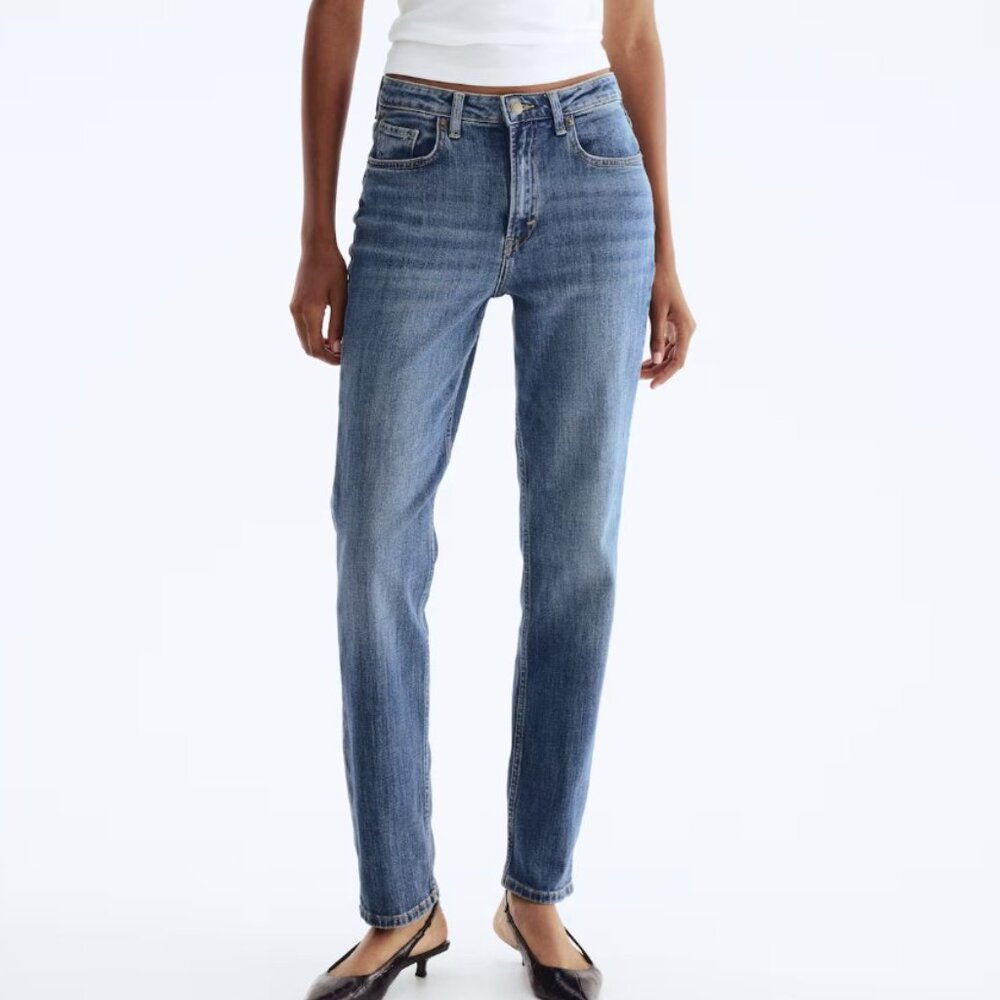 H&M Women's Slim Straight Regular Fit High Waist Coupe &Denim Jeans, Size 8